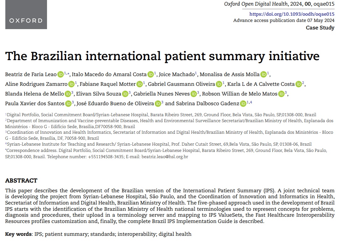 The Brazilian International Patient Summary Initiative 